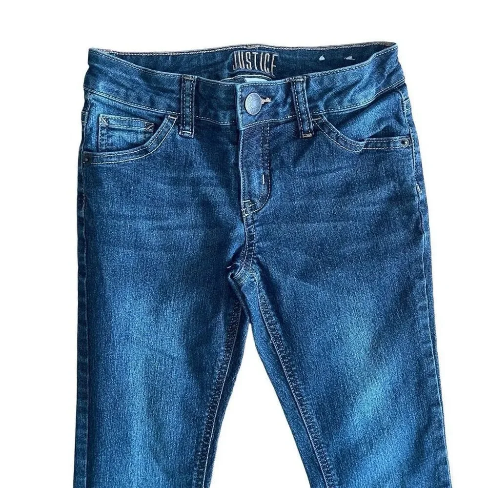Justice Girl’s Embroidered Mid Rise Skinny Denim Jeans Size 8